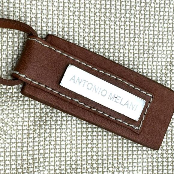 ANTONIO MELANI Tan‎ Brown Canvas Purse Handbag Shoulder Tote Faux Leather Trim - Picture 6 of 10